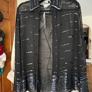 NWT Vintage Jkara New York Beaded Sheer Cardigan